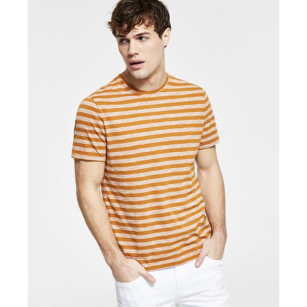 INC International Concepts Men's Striped Slub T-Shirt Cathay Spice Size XL